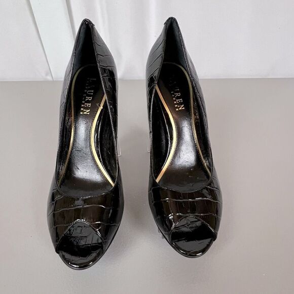 LAUREN RALPH LAUREN WOMENS HEELS BLACK SIZE 6 1/2m - Picture 2 of 7